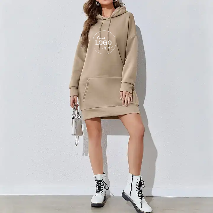 High Quality Wholesale Solid Color Slim Fit Women's Hoodie Dress Fashion Hoodie Dress For Women