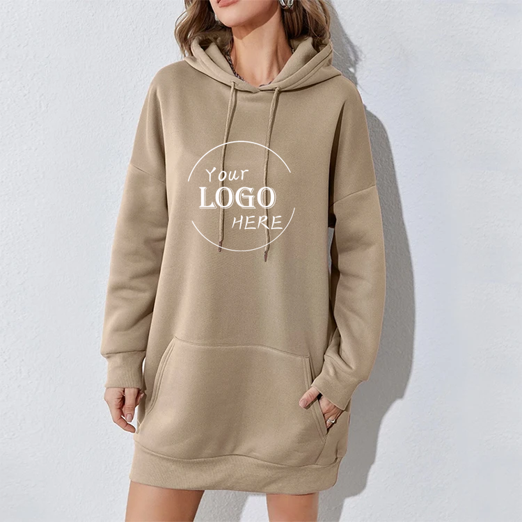 High Quality Wholesale Solid Color Slim Fit Women's Hoodie Dress Fashion Hoodie Dress For Women