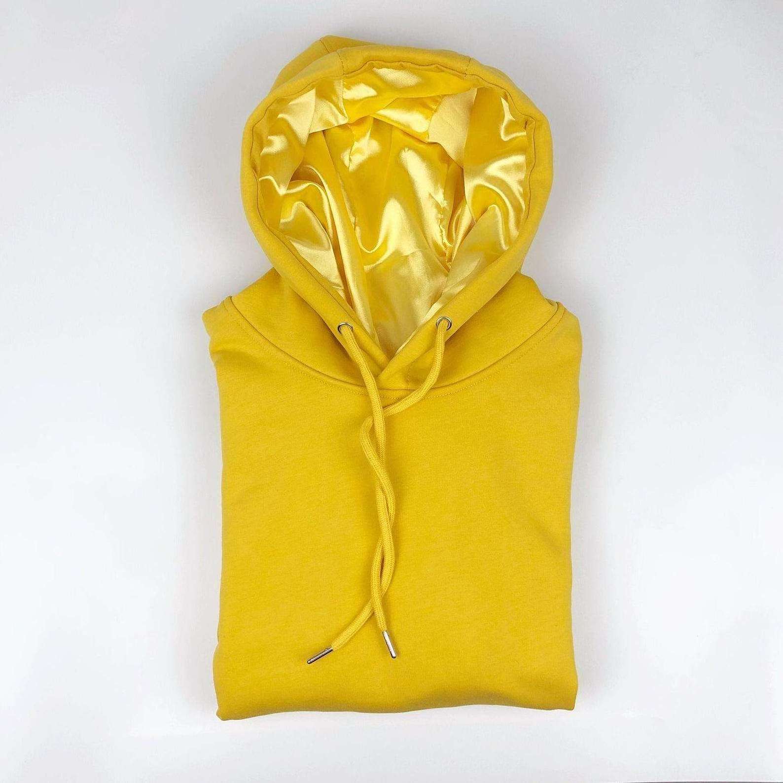 80 cotton 20 polyester unisex  custom hoodies 400 gsm silk inside satin lined hoodie with silk hoodie embroidery custom