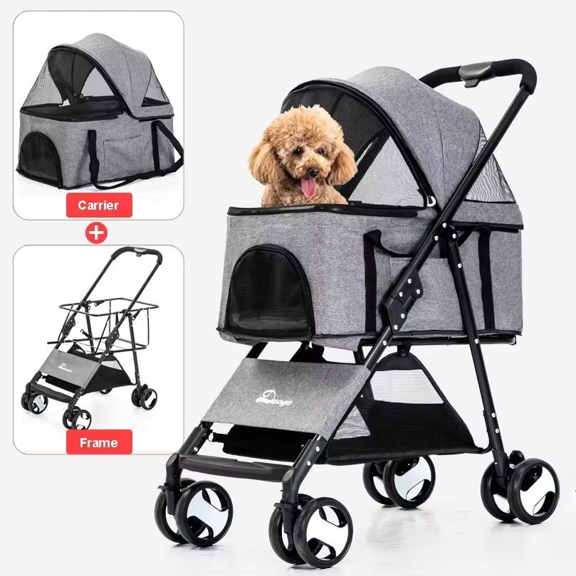 2 In 1 Wholesale Pet Stroller Dog Carrier 4 Wheels Detachable Pet Stroller For Dogs