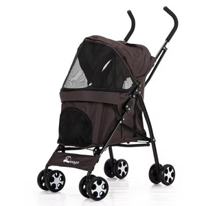 Multi-Colors Pet Carrier Stroller Lightweight 4 Wheels One Hand Fold Up Dog Stroller