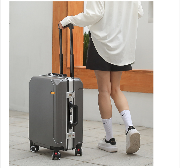 Hot Sale Aluminum Frame Luggage Trolley Suitcase Hardside Rolling Luggage Suitcase Carry on ABS  Luggage Boarding Case