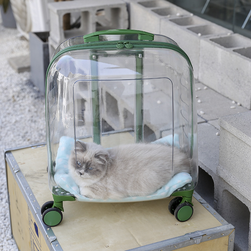 Pet Carriers Portable Wheel Stroller Trolley Transparent Cat Bag For  Outdoor   Dog Cat Luggage  pet bag travel