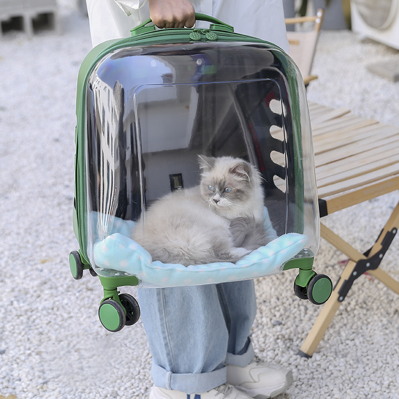 Pet Carriers Portable Wheel Stroller Trolley Transparent Cat Bag For  Outdoor   Dog Cat Luggage  pet bag travel