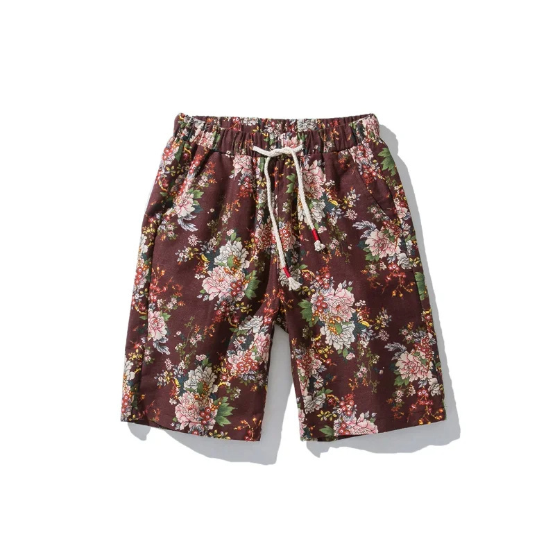 Fashion Hawaii Style Graphic Print Knee Length Short Pants Summer Beach Elastic Waist Shorts