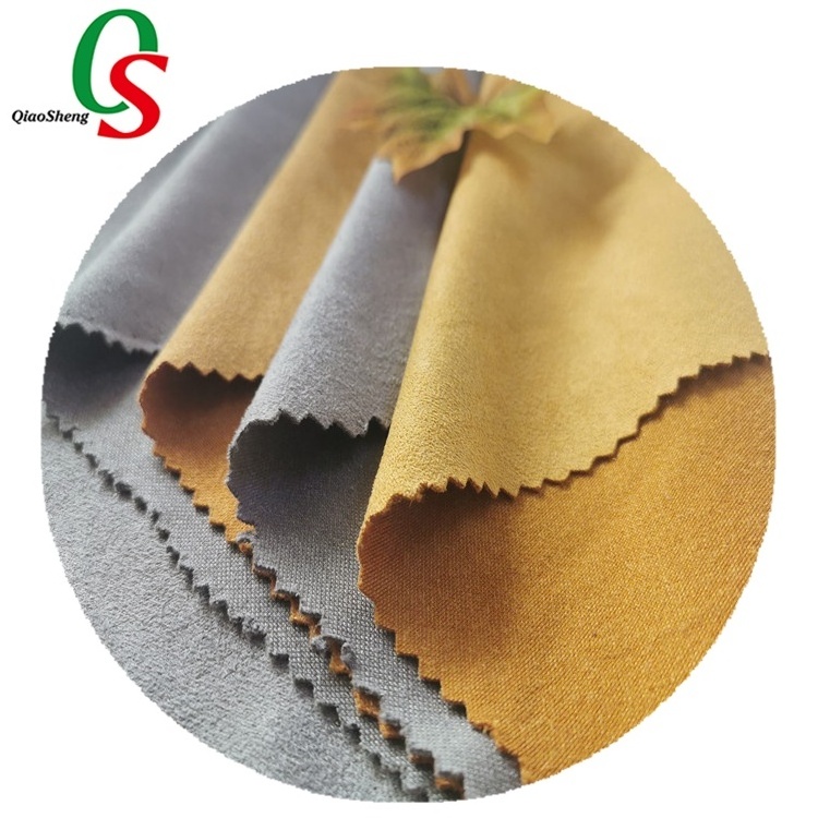 Wholesale manufacturers weft Knitted premium 100% polyester faux micro suede home textile sofa fabric for bags  shoes curtain