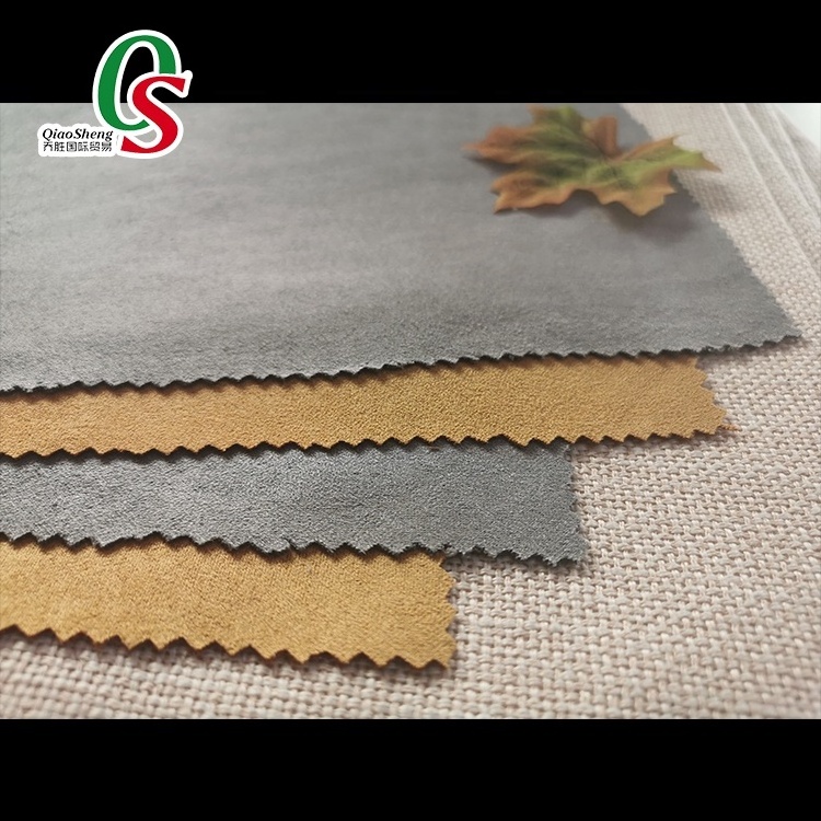 Wholesale manufacturers weft Knitted premium 100% polyester faux micro suede home textile sofa fabric for bags  shoes curtain