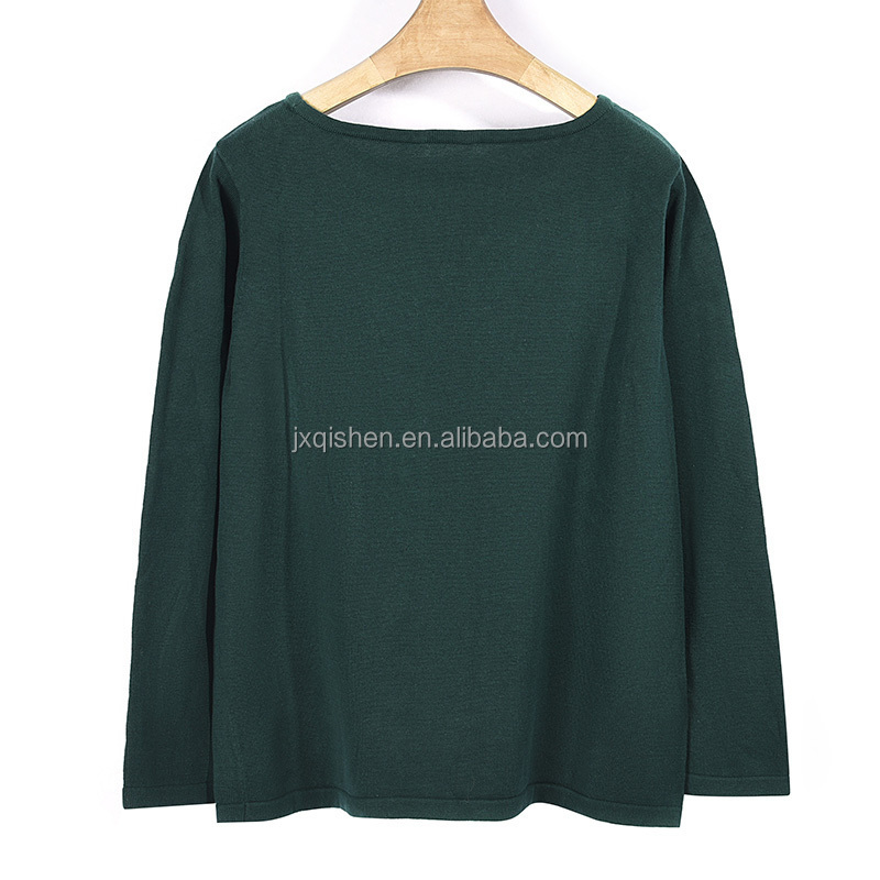 2024 OEM/ODM New design cropped women spring soft knit pullover crewneck  sweater Bead embroidery women sweater