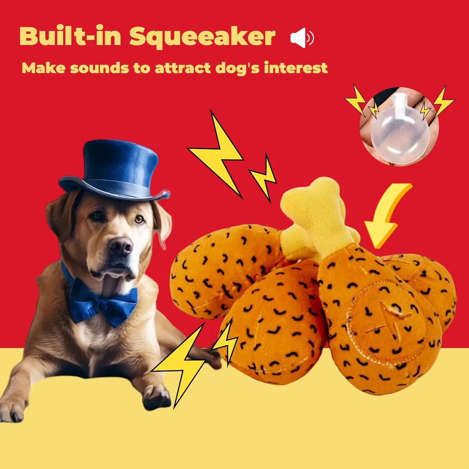 Puzzle Squeaky Hide and Seek Dog Toy Feed Treats Fried Chicken Leg Pizza Snuffle Dog Plush Toys for Dogs In Stock