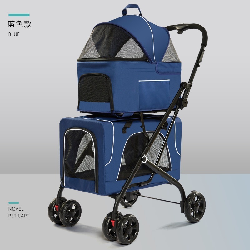 Double Layer 3 in 1 Foldable Pet Stroller for Dogs and Cats Carriers for Travel