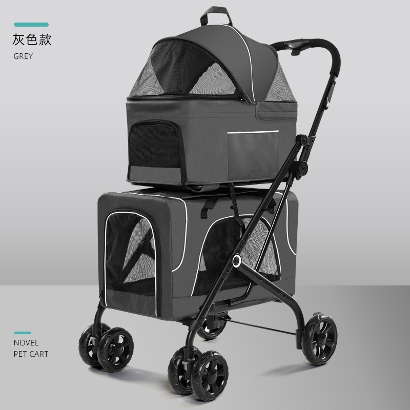 Double Layer 3 in 1 Foldable Pet Stroller for Dogs and Cats Carriers for Travel