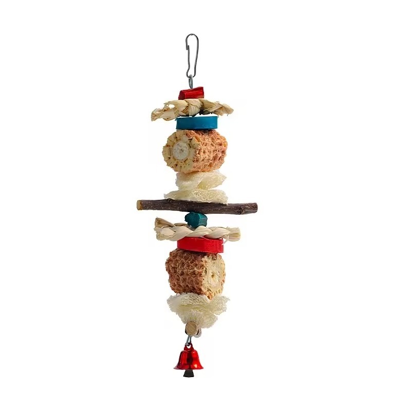 Natural Healthy Corn Cob Parrot Cage Toy Bird Swing and String Set Pet Chew Toys for Parakeets and Cockatiels