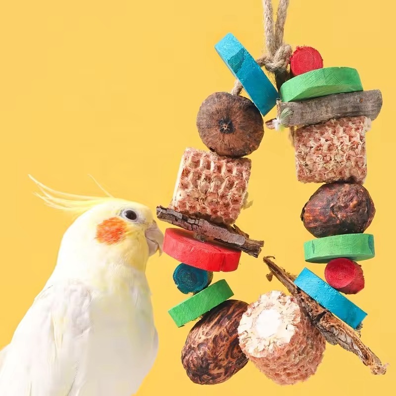 Natural Healthy Corn Cob Parrot Cage Toy Bird Swing and String Set Pet Chew Toys for Parakeets and Cockatiels