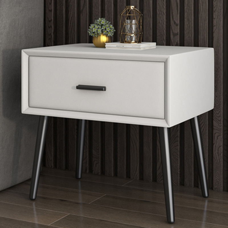 Light luxury single drawer small nightstand minimalism design leather bedside table cheap hot sale hotel nightstand