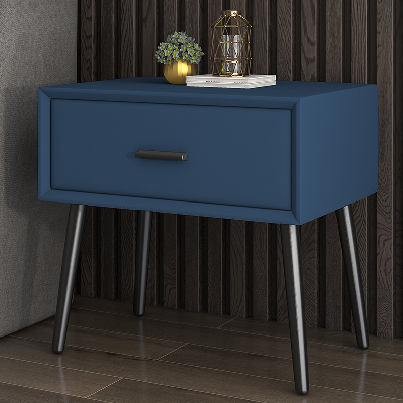 Light luxury single drawer small nightstand minimalism design leather bedside table cheap hot sale hotel nightstand