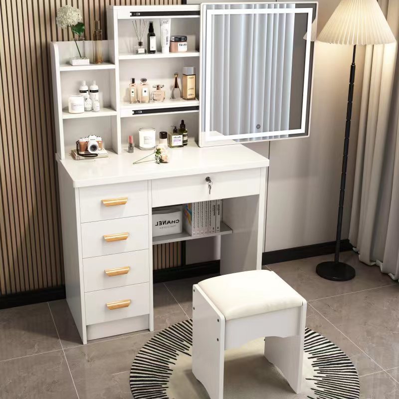 Cheap dressing table bedroom furniture white hairdresser table with LED light mirror modern popular dresser