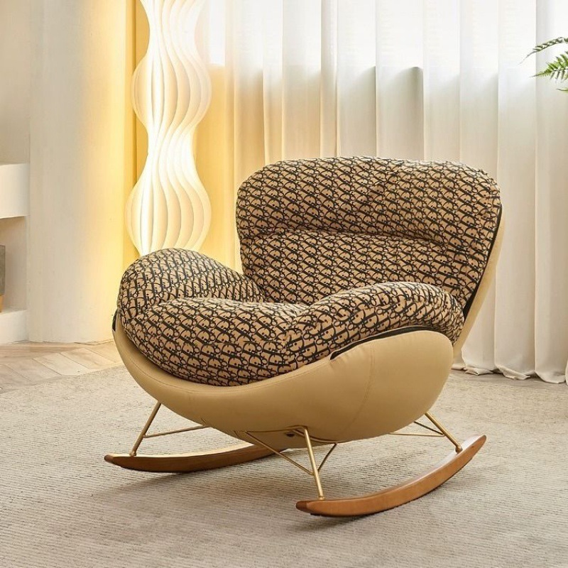 Nordic rocking chair light luxury sofa chair living room bedroom furniture modern popular simple eggshell rocking chair