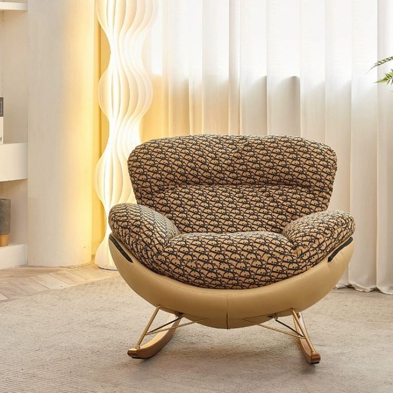 Nordic rocking chair light luxury sofa chair living room bedroom furniture modern popular simple eggshell rocking chair