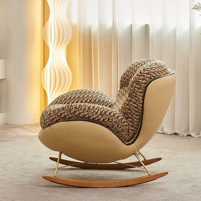 Nordic rocking chair light luxury sofa chair living room bedroom furniture modern popular simple eggshell rocking chair