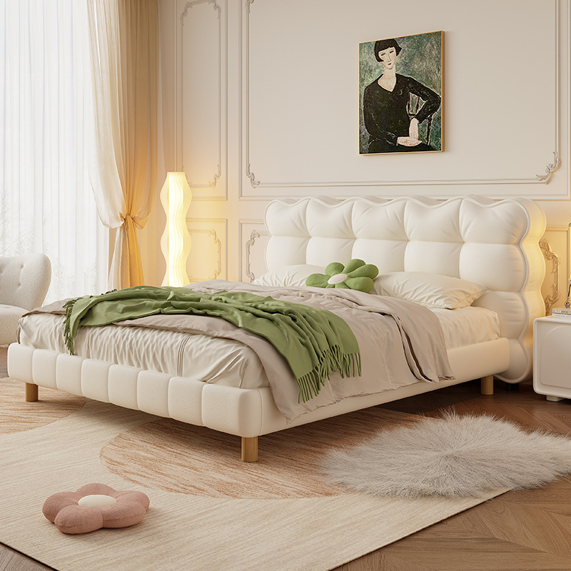 Popular hot sale cream style cloud bed modern soft bed set furniture bedroom high quality Queen size bed