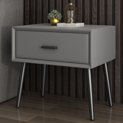 Light luxury single drawer small nightstand minimalism design leather bedside table cheap hot sale hotel nightstand