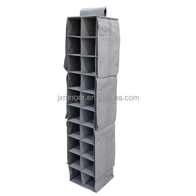 Hanging Closet Organizer Collapsible Hanging Shelves with 3 Side Pockets and 3 Removable Drawers Suitable for Bedroom