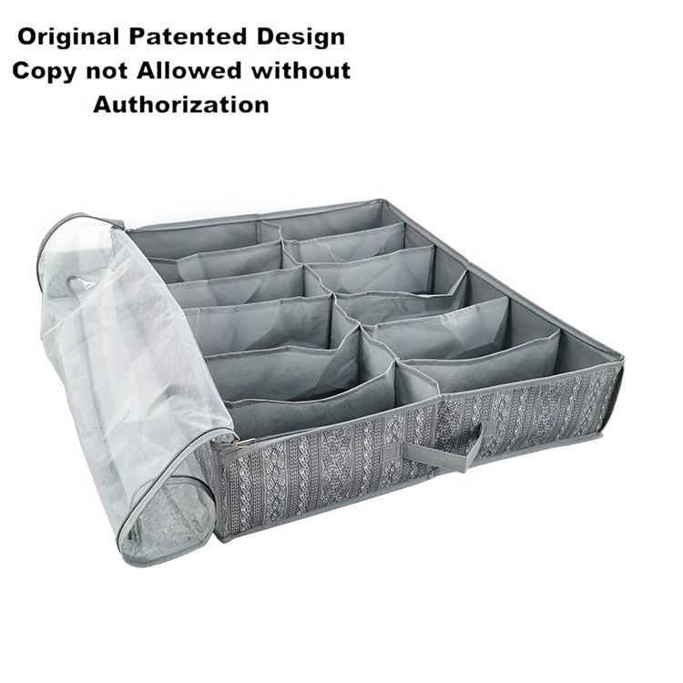 Under the bed  non woven foldable zippered wholesale shoe storage bag box organizer with transparent window