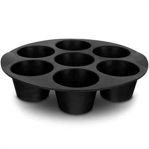 Silicone Muffin Pan Cupcake Tray for Baking Cupcake Mold Air Fryer Accessories Nonstick Pan Chocolate Mold Black Round