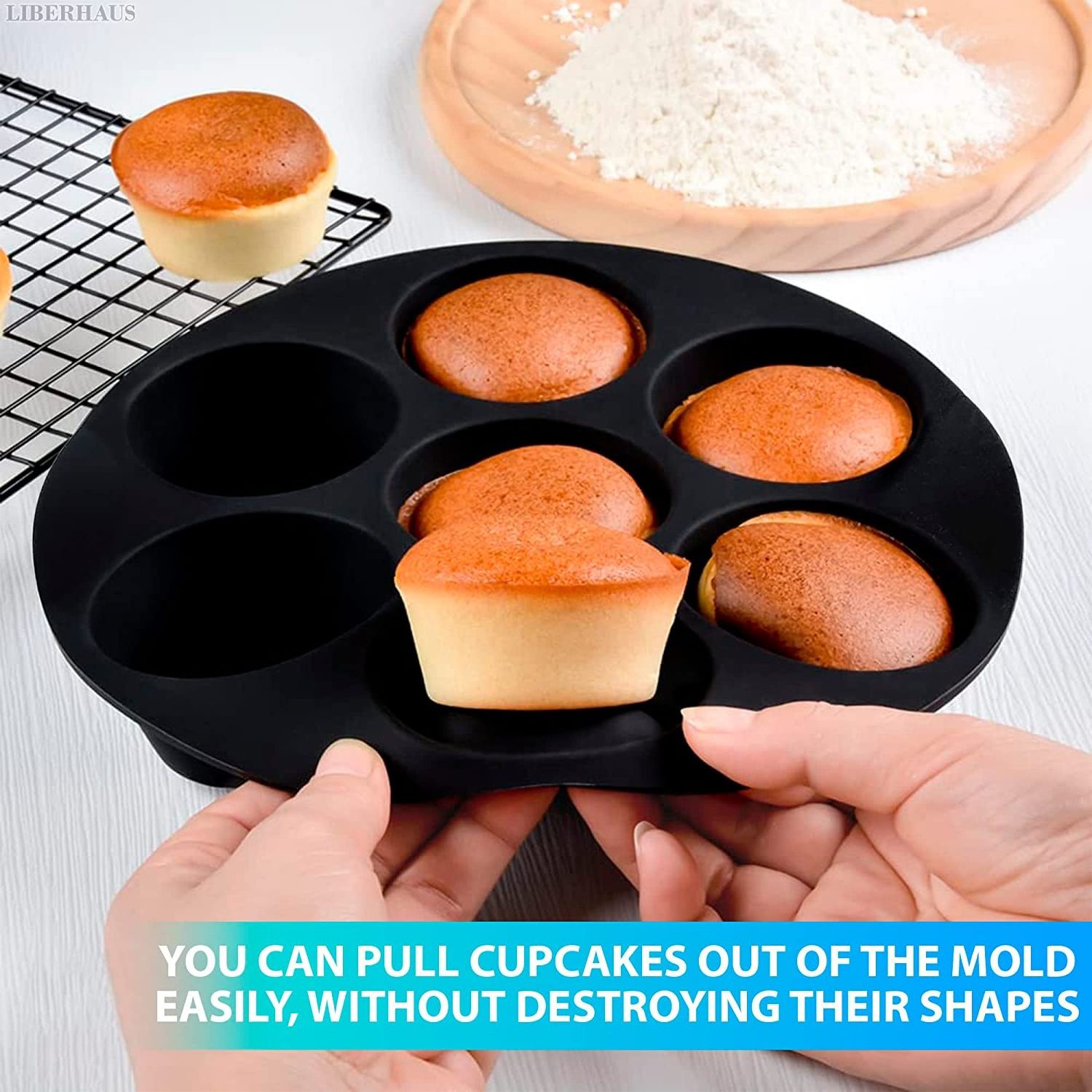 Silicone Muffin Pan Cupcake Tray for Baking Cupcake Mold Air Fryer Accessories Nonstick Pan Chocolate Mold Black Round