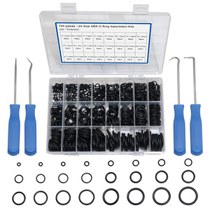 740pc Universal O Rings Assortment in 24 Sizes with 4pcs Tools Rubber O Rings Kit for Faucet Plumbing Automotive Repair