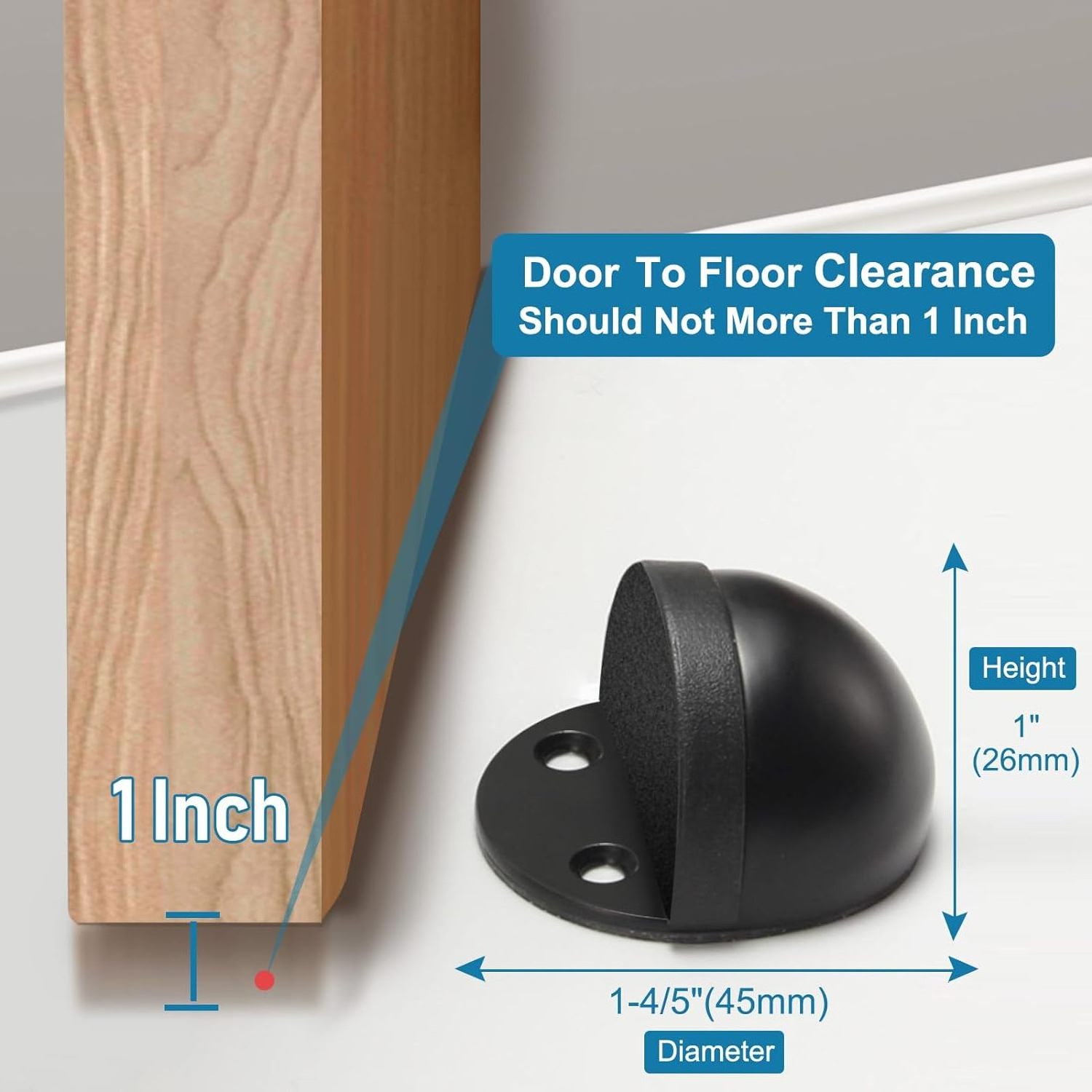 Door Stopper Floor Door Stop for Bottom of Door Black Rubber Bumper No Drilling Doorstop Wall Protector