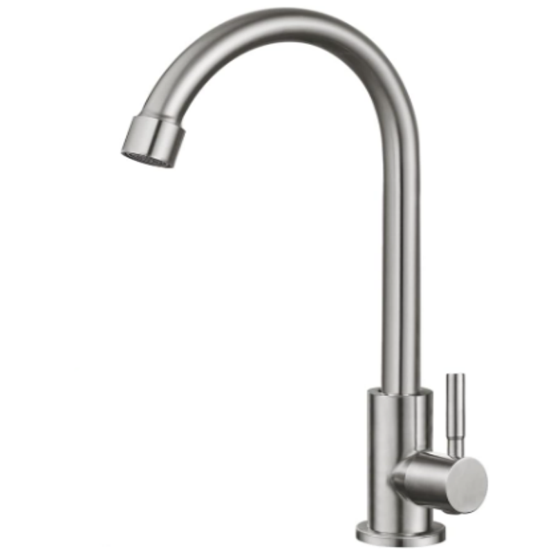 Brushed Nickel Kitchen Faucet Cold Water 360 Degree Swivel Spout Deck Mount Sink Bar Tap Goose Neck with Hose