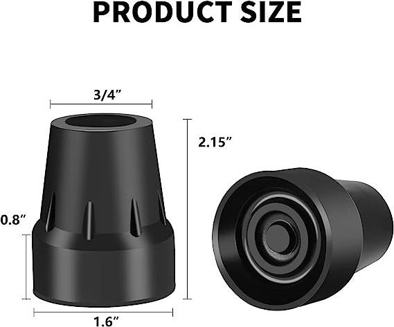 Heavy Duty 3/4 Inch Replacement Rubber Foot | Cane Accessories for Walking Cane and Standing Stick