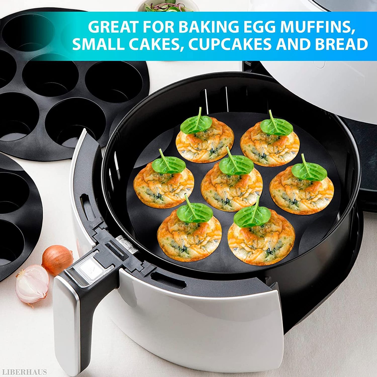 Silicone Muffin Pan Cupcake Tray for Baking Cupcake Mold Air Fryer Accessories Nonstick Pan Chocolate Mold Black Round