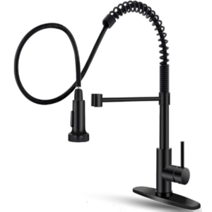 Black Kitchen Faucet with Pull Down Sprayer Stainless Steel Single Handle Pull Out Spring Sink Faucets Dual Function