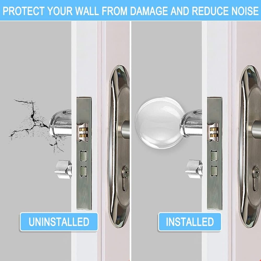 Door Knob Wall Shield 6PCS Transparent Round Soft Rubber Door Stopper Wall Protector Self Adhesive Door Handle Bumper