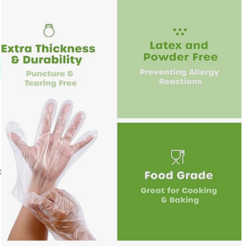 Disposable Sterile Poly Plastic Gloves for Cooking Food Prep and Food Service  Latex  Powder Free