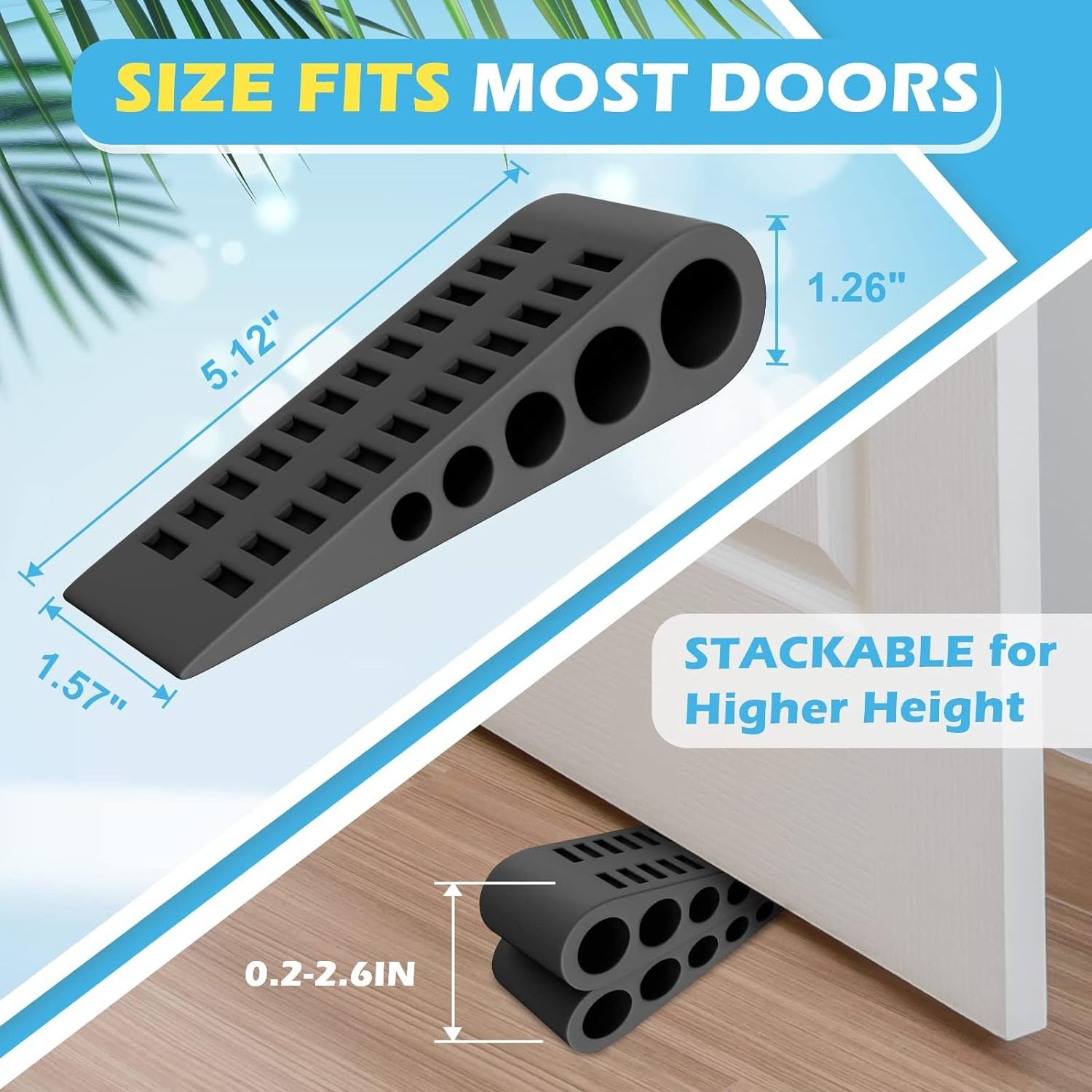 Rubber Door Stoppers for Bottom of Door Door Stop Wedge with Holder Heavy Duty Doorstop