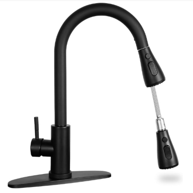 Kitchen Sink Faucet with Pull Down Spray  Stainless Steel Kitchen Faucet Pull Out Extension Utility Farmhouse