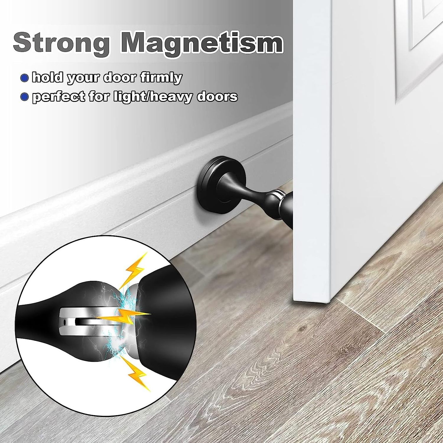 Magnetic Door Stops Brushed Satin Nickel Wall Floor Mounted Black  Stainless Steel Soft-Catch Catch Door Holder