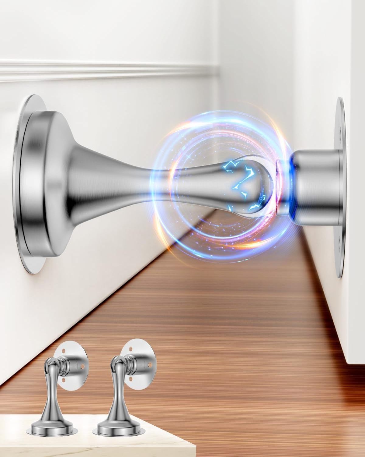 Door Stoppers Magnetic Door Catch No Drill Stainless Steel Heavy Duty Door Holder Stops Wall Floor Mounting