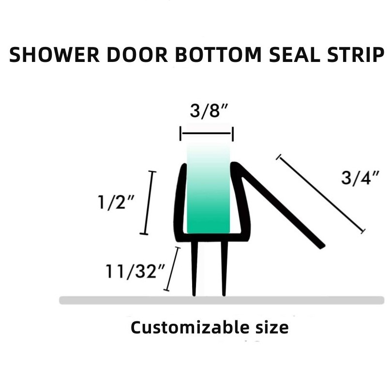 Transparent PVC Glass Shower Door Bottom Seal Strip