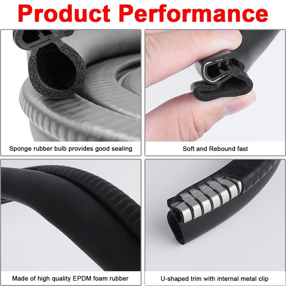 Car Door Rubber Seal Strip Trim Seal with Side Bulb for Cars, Boats, RVs, Trucks, Home Applications, Car Weather Striping 20Ft