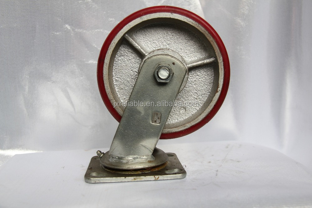 250mm Swivel Red PU On Steel Industrial Heavy Duty Caster Wheel