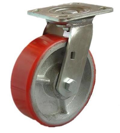 250mm Swivel Red PU On Steel Industrial Heavy Duty Caster Wheel