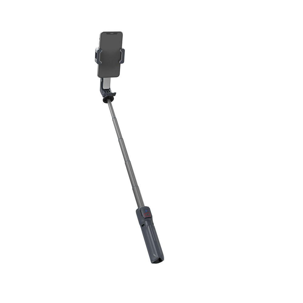 Single axis gimbal supports selfie stick function with tripod and 396mm extension