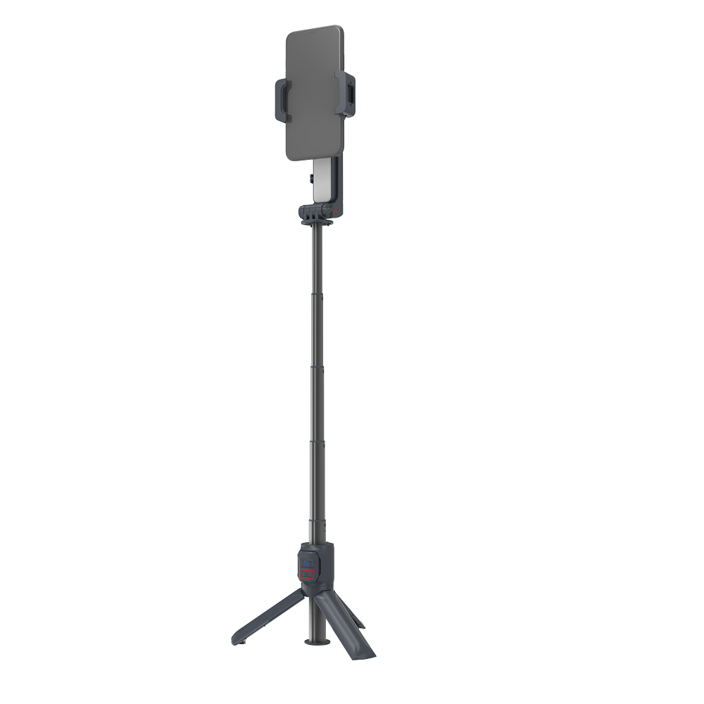 Single axis gimbal supports selfie stick function with tripod and 396mm extension