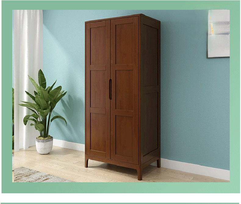 Custom Chinese style wardrobe Rubberwood 2/3/4 Door Wardrobe Simple Solid Wood Bedroom Storage Wardrobe