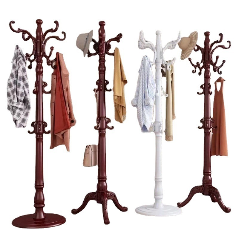 Cloak rack floor solid wood multifunctional European style vertical coat rack