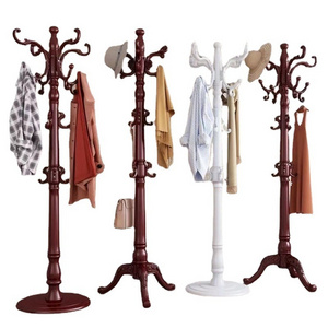 Cloak rack floor solid wood multifunctional European style vertical coat rack